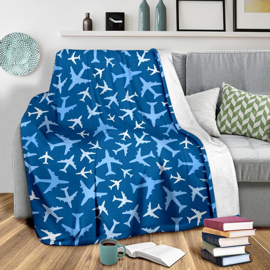 Airplane Pattern Print Blanket-grizzshop