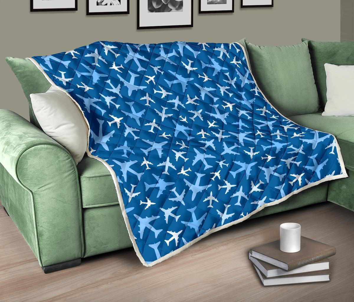 Airplane Pattern Print Quilt-grizzshop