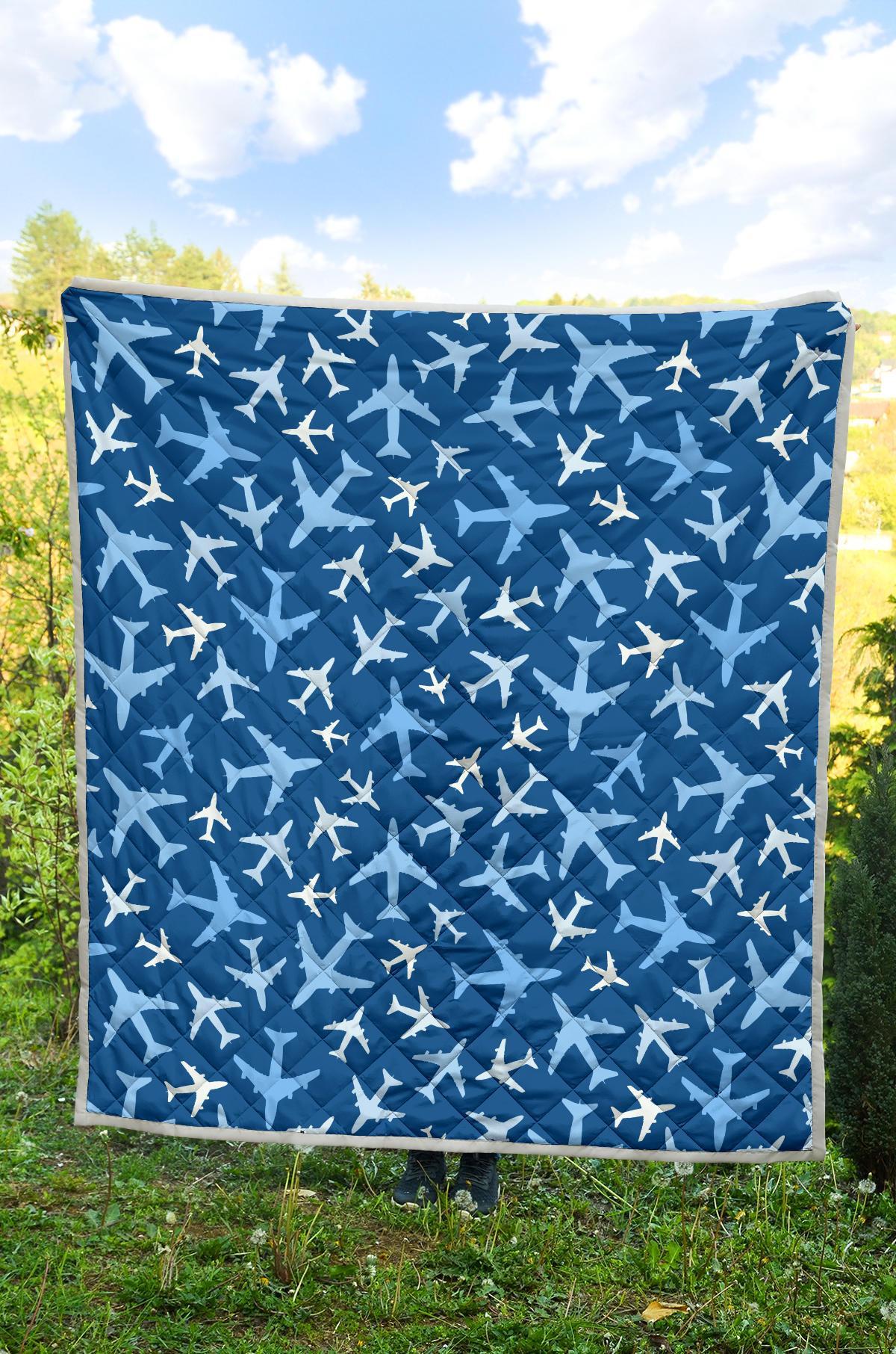 Airplane Pattern Print Quilt-grizzshop