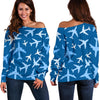 Airplane Pattern Print Women Off Shoulder Sweatshirt-grizzshop