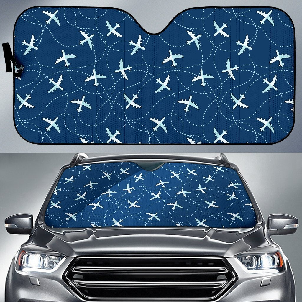 Airplane Print Pattern Car Sun Shade-grizzshop