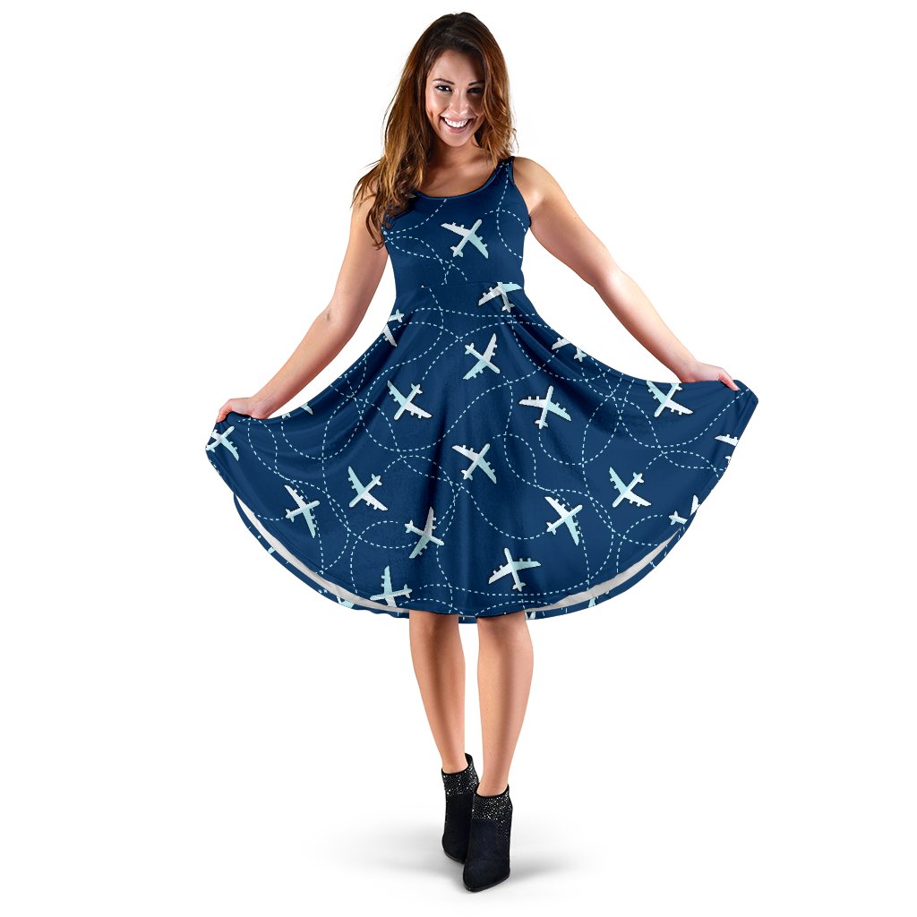 Airplane Print Pattern Dress-grizzshop