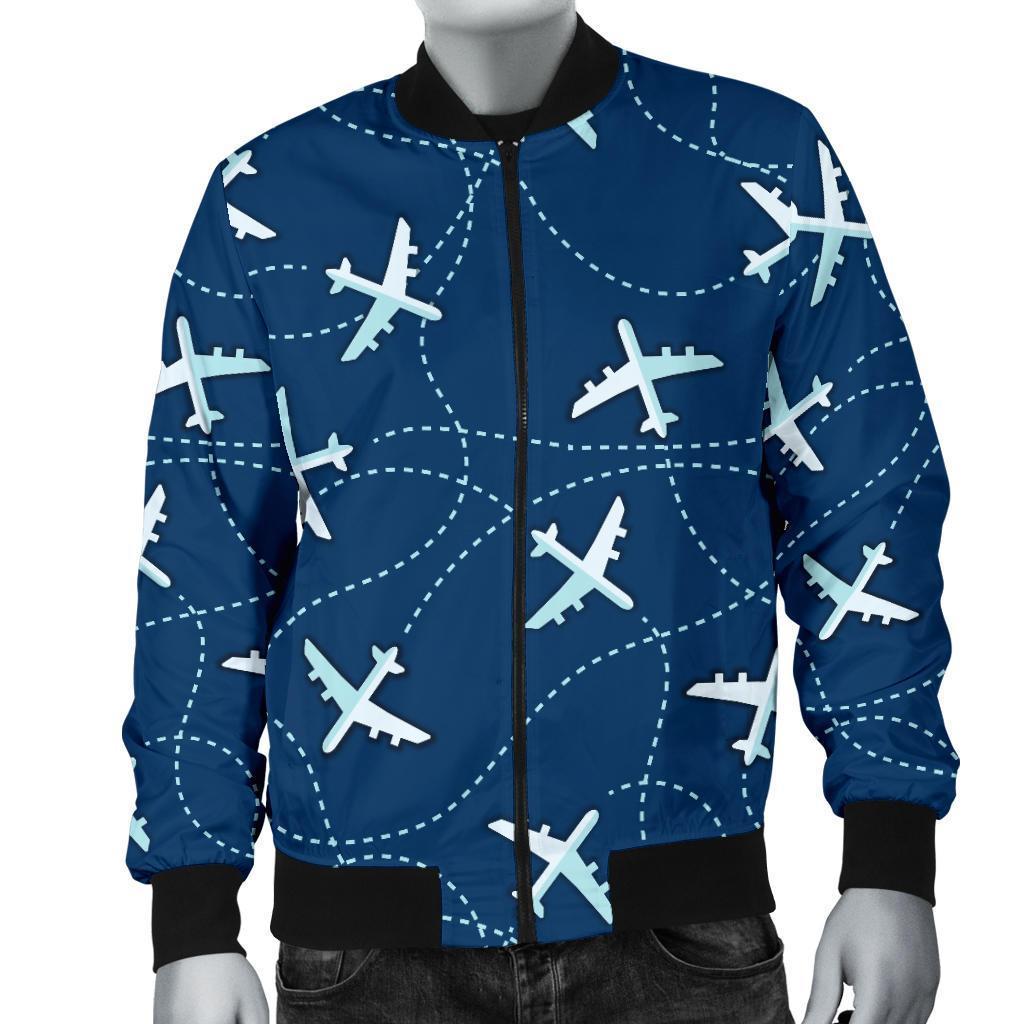 Airplane Print Pattern Men's Bomber Jacket-grizzshop