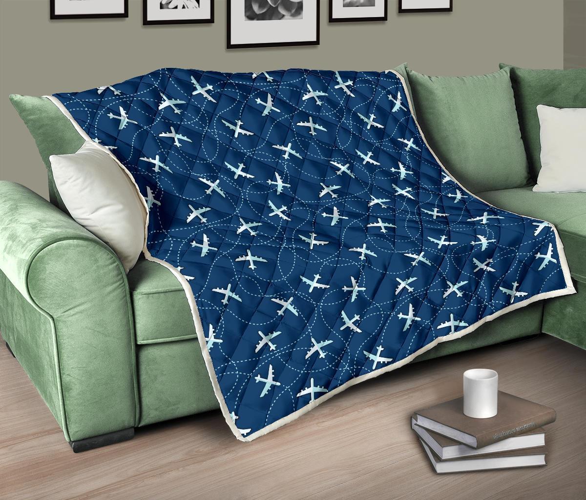 Airplane Print Pattern Quilt-grizzshop