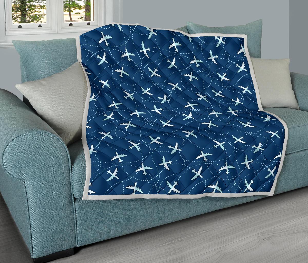 Airplane Print Pattern Quilt-grizzshop