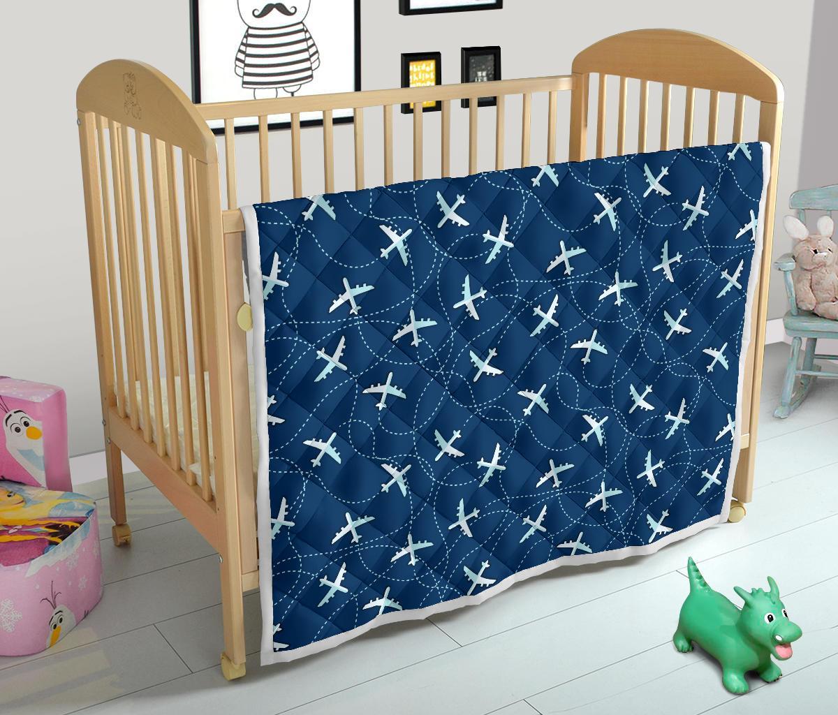 Airplane Print Pattern Quilt-grizzshop