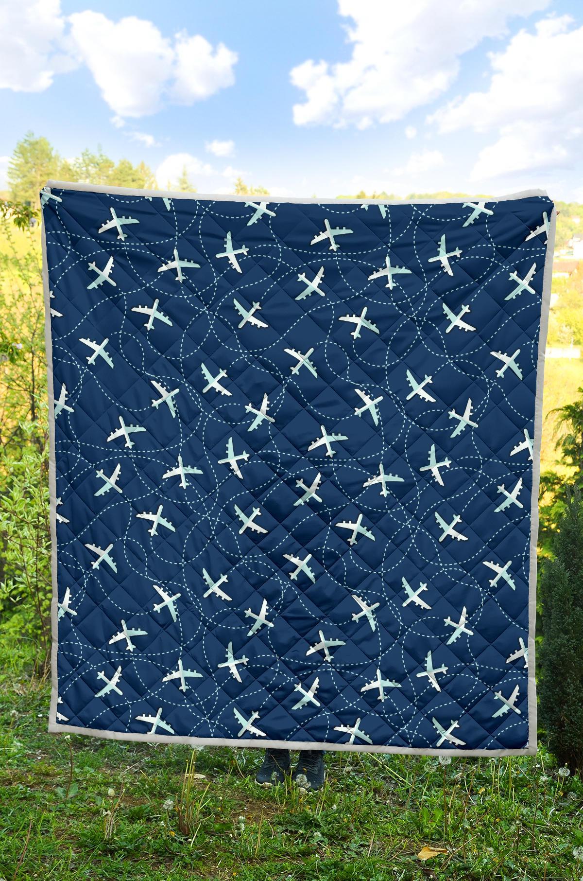 Airplane Print Pattern Quilt-grizzshop