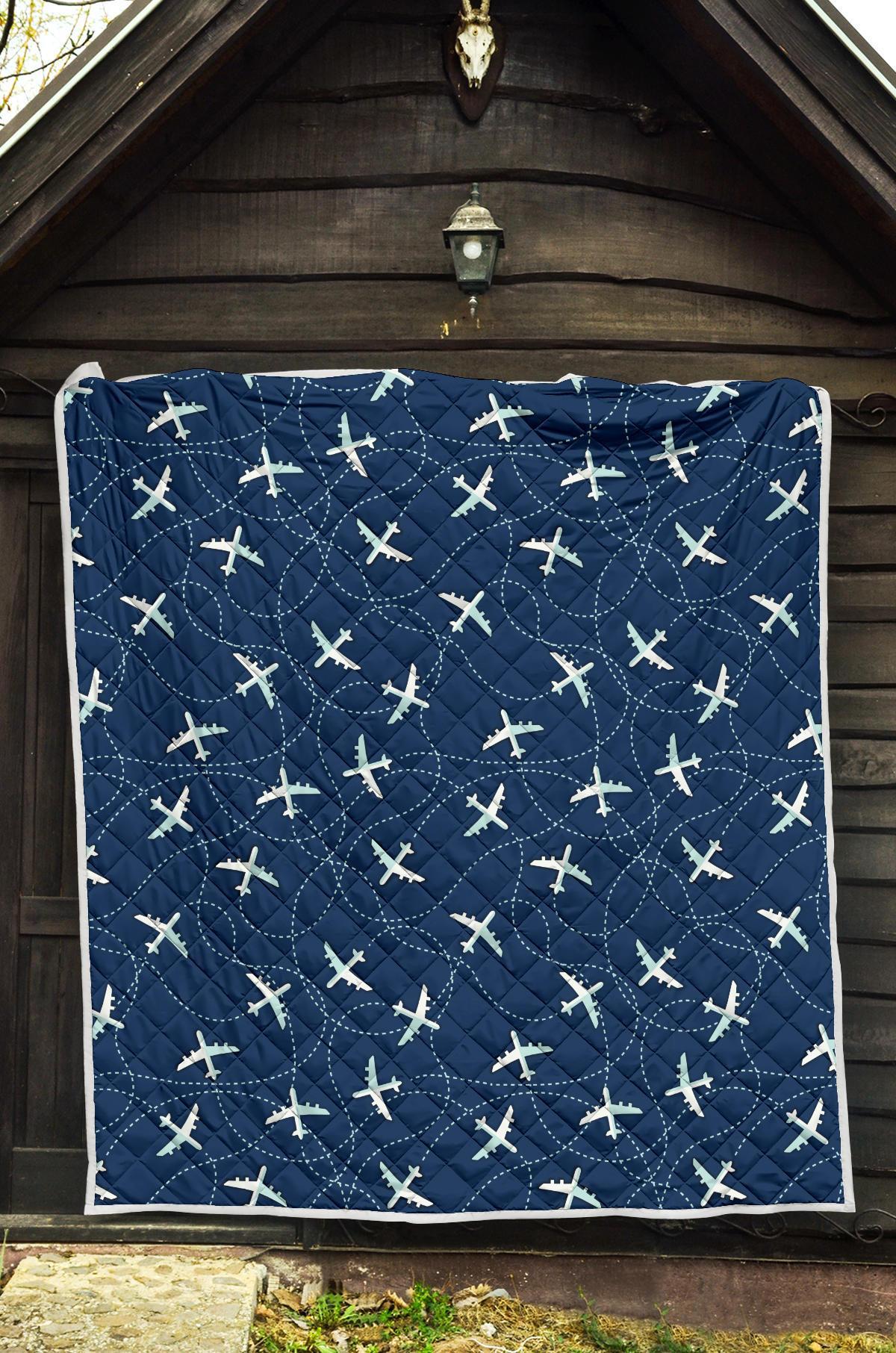 Airplane Print Pattern Quilt-grizzshop