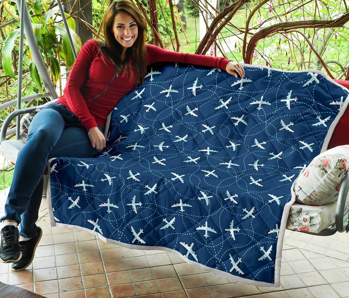 Airplane Print Pattern Quilt-grizzshop