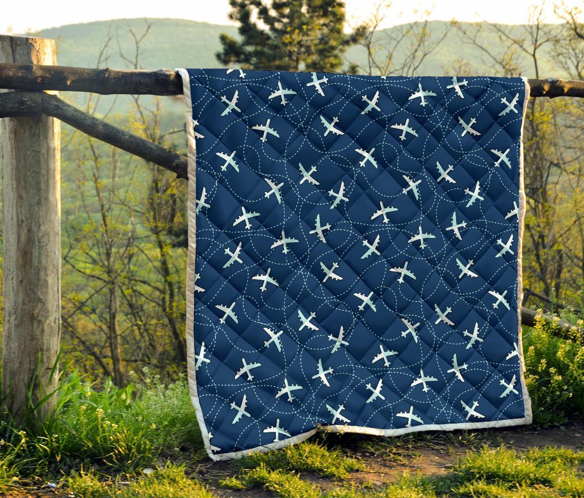 Airplane Print Pattern Quilt-grizzshop