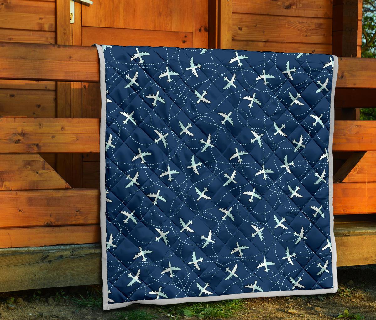 Airplane Print Pattern Quilt-grizzshop