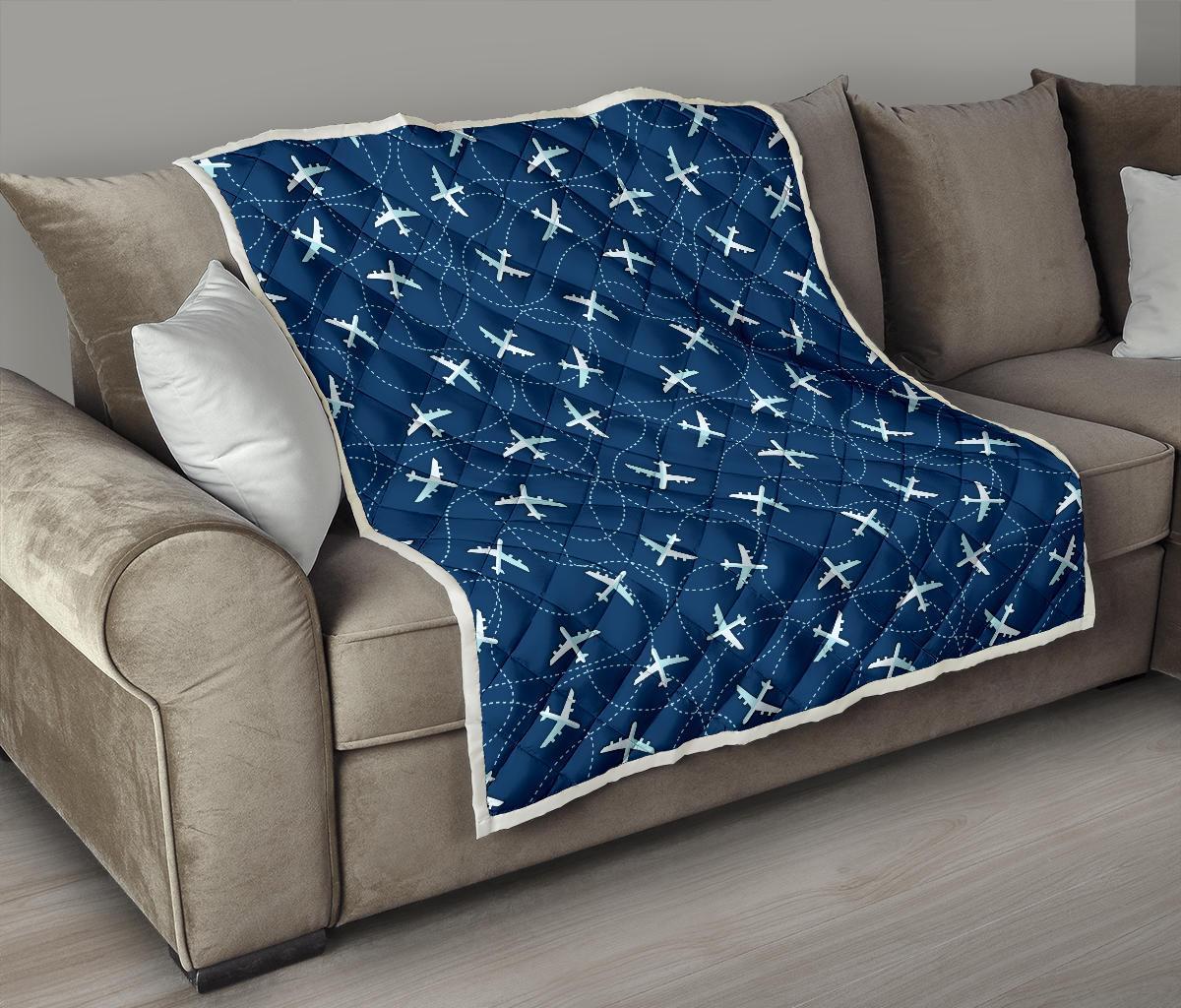 Airplane Print Pattern Quilt-grizzshop