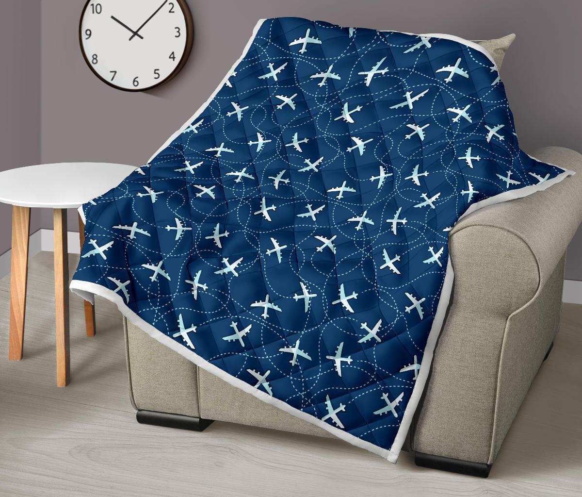 Airplane Print Pattern Quilt-grizzshop