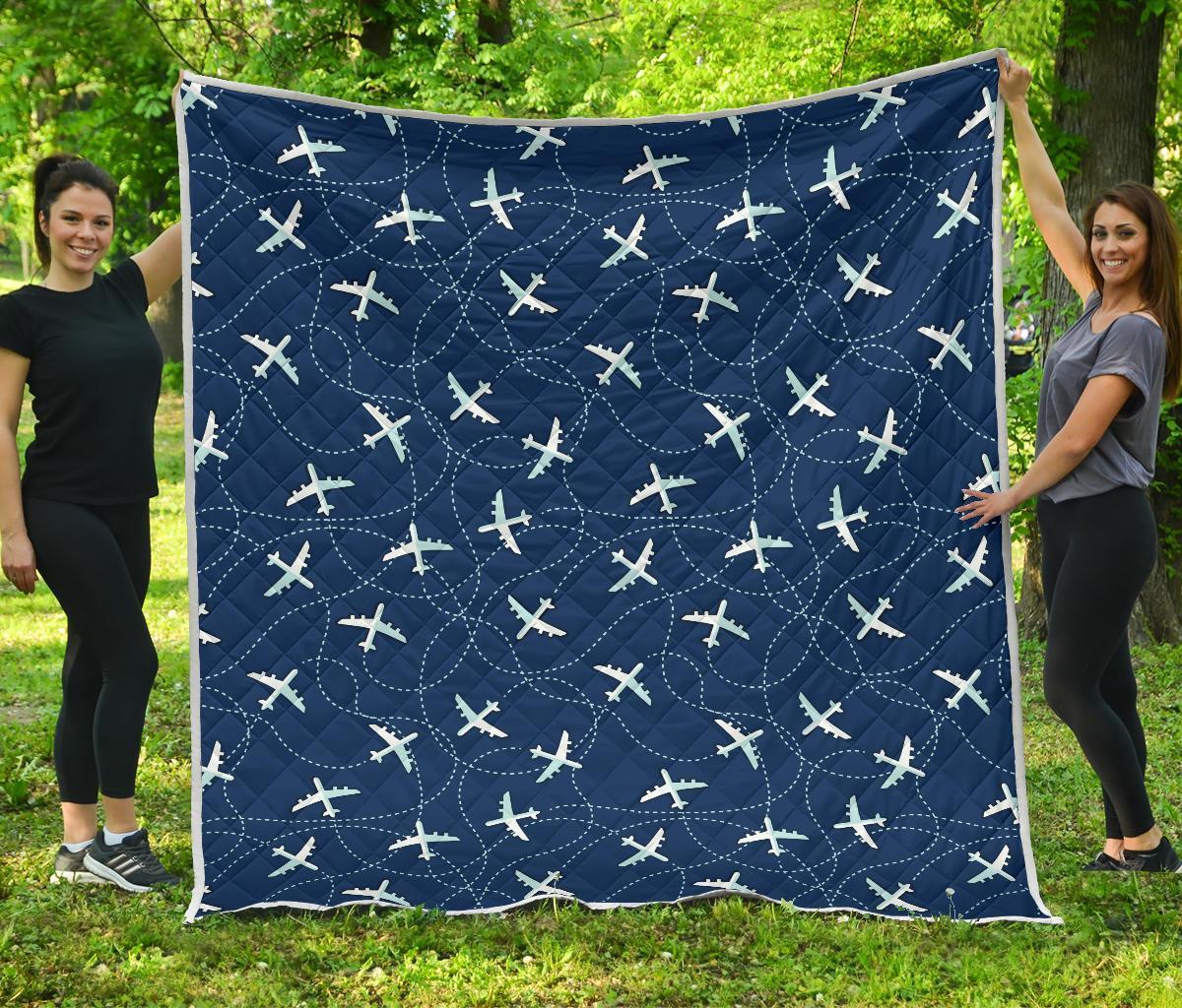 Airplane Print Pattern Quilt-grizzshop