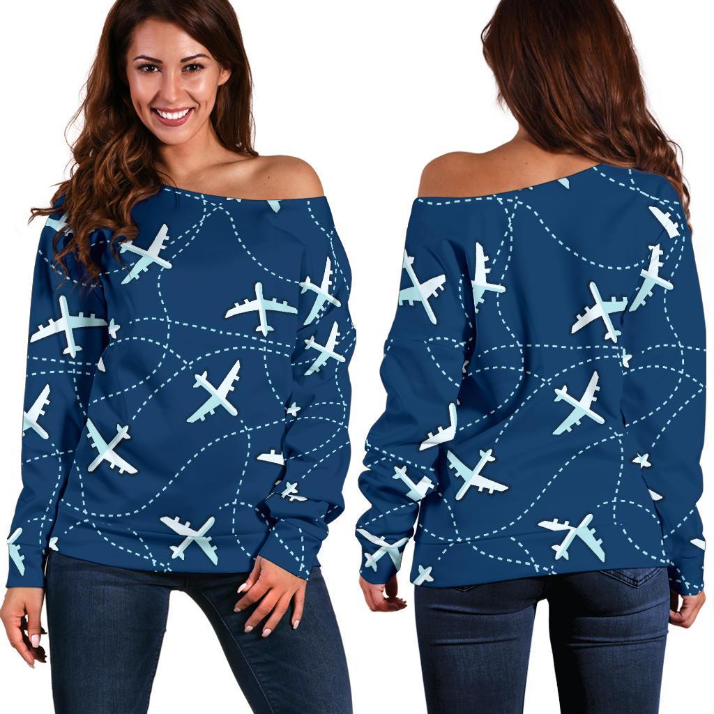 Piano Print Pattern Women Off Shoulder Sweatshirt