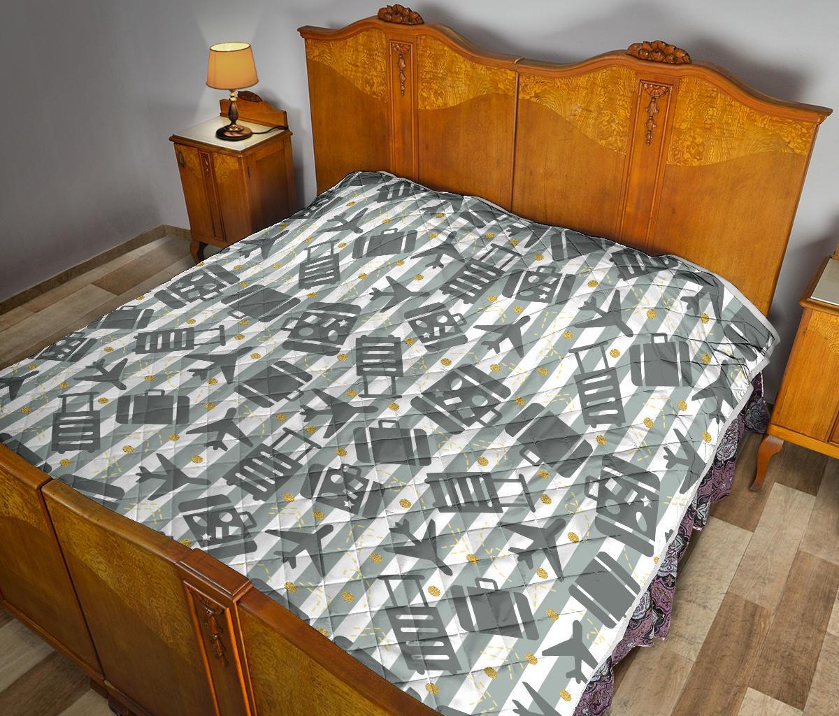 Airplane Luggage Pattern Print Quilt-grizzshop
