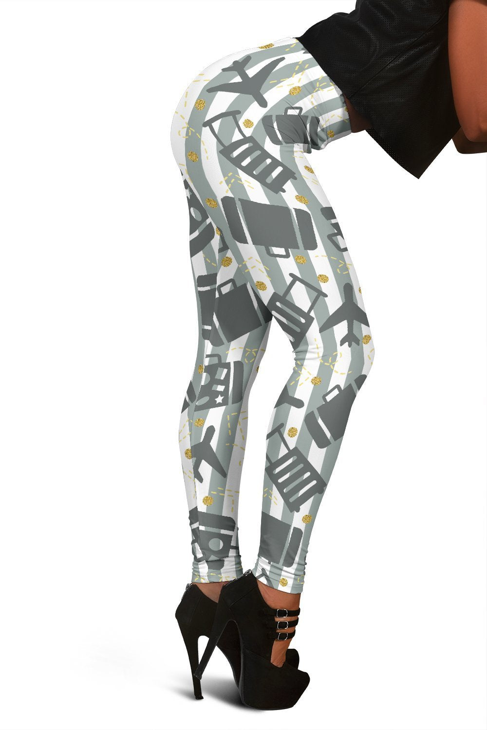 Airplane Luggage Pattern Print Women Leggings-grizzshop