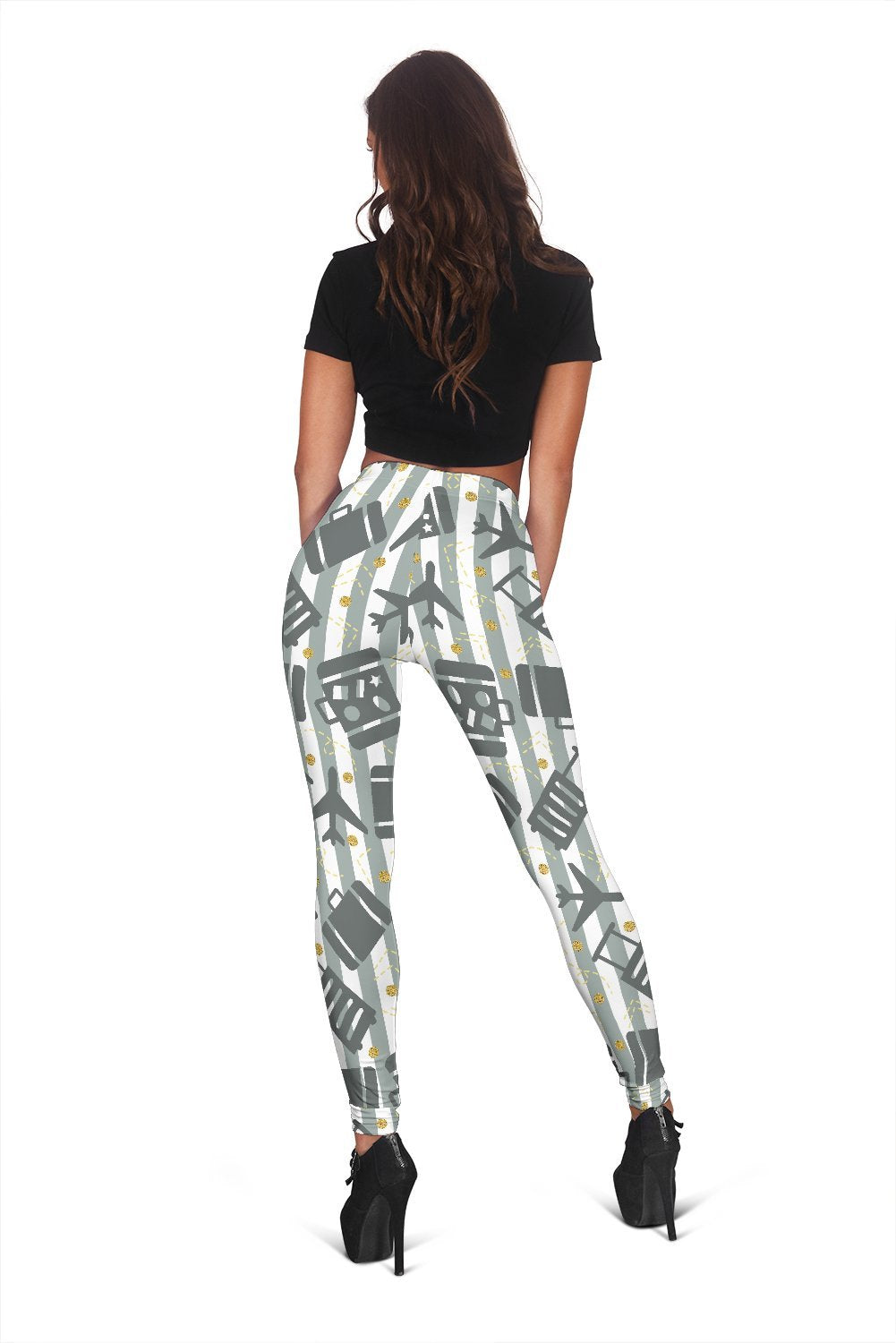 Airplane Luggage Pattern Print Women Leggings-grizzshop