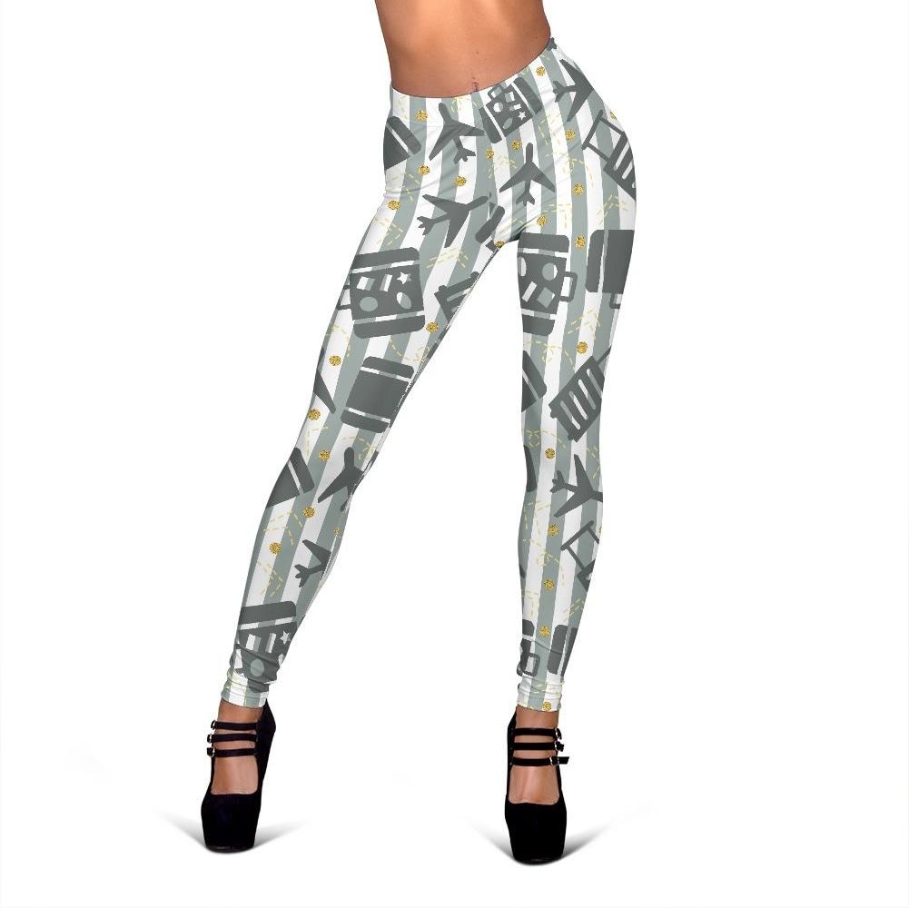 Airplane Luggage Pattern Print Women Leggings-grizzshop