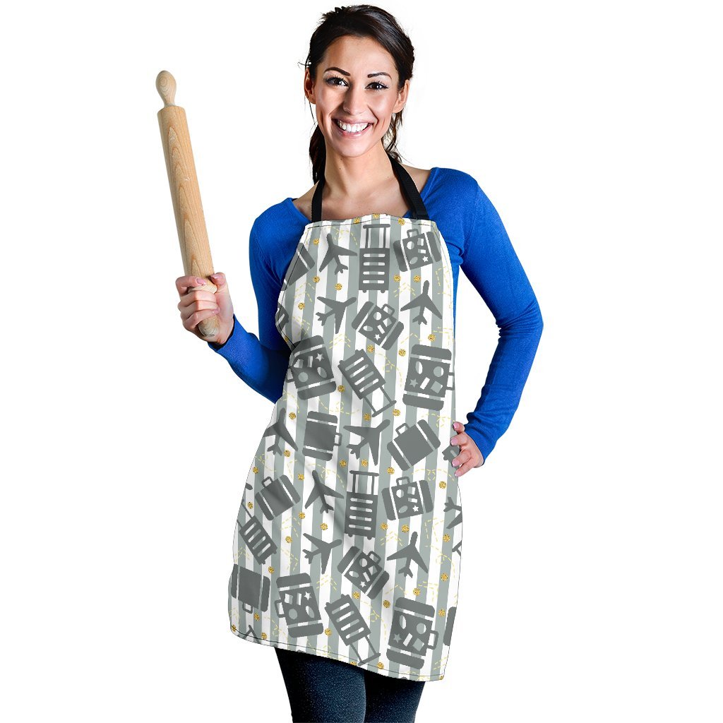 Airplane Luggage Pattern Print Women's Apron-grizzshop