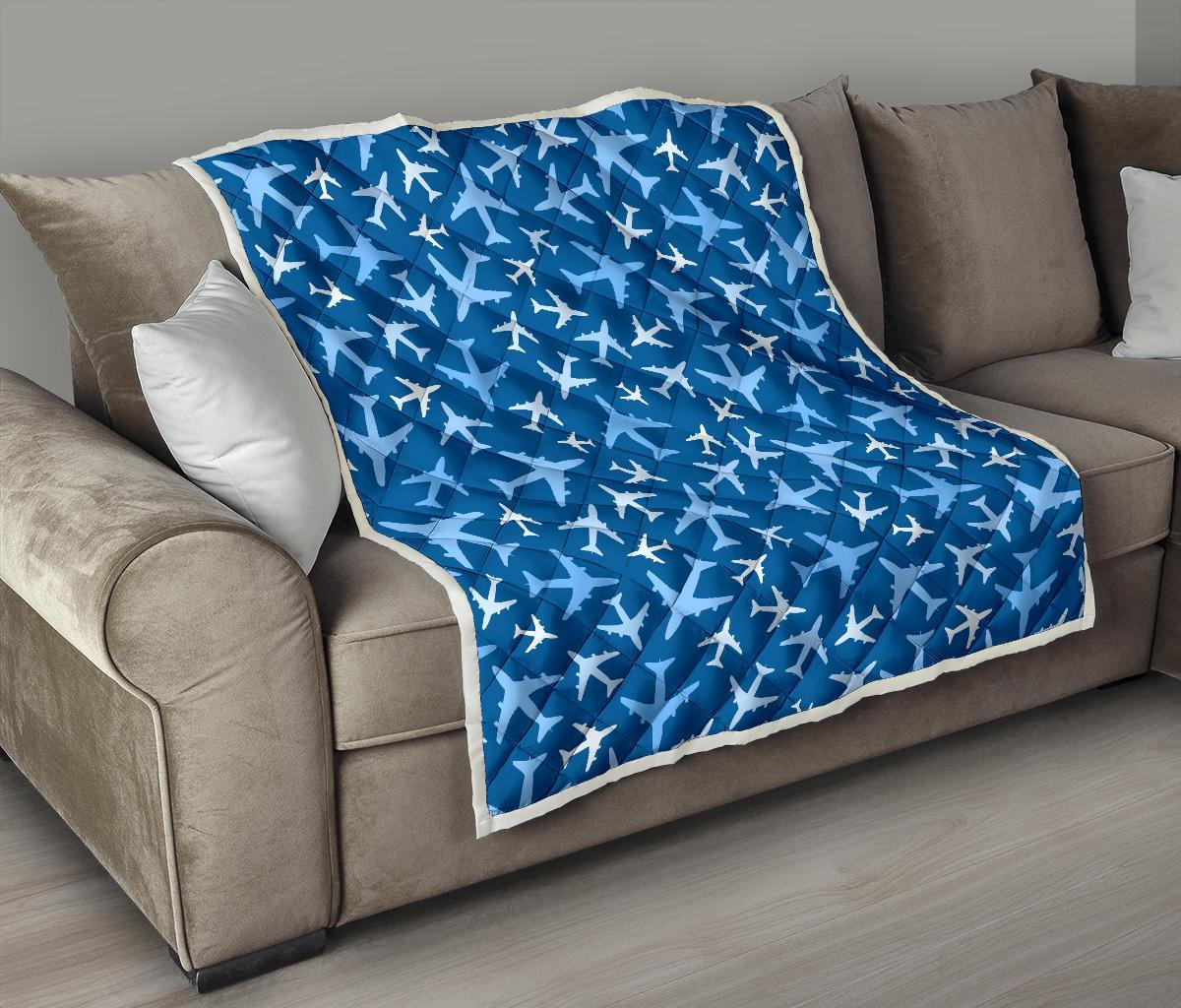 Airplane Pattern Print Quilt-grizzshop