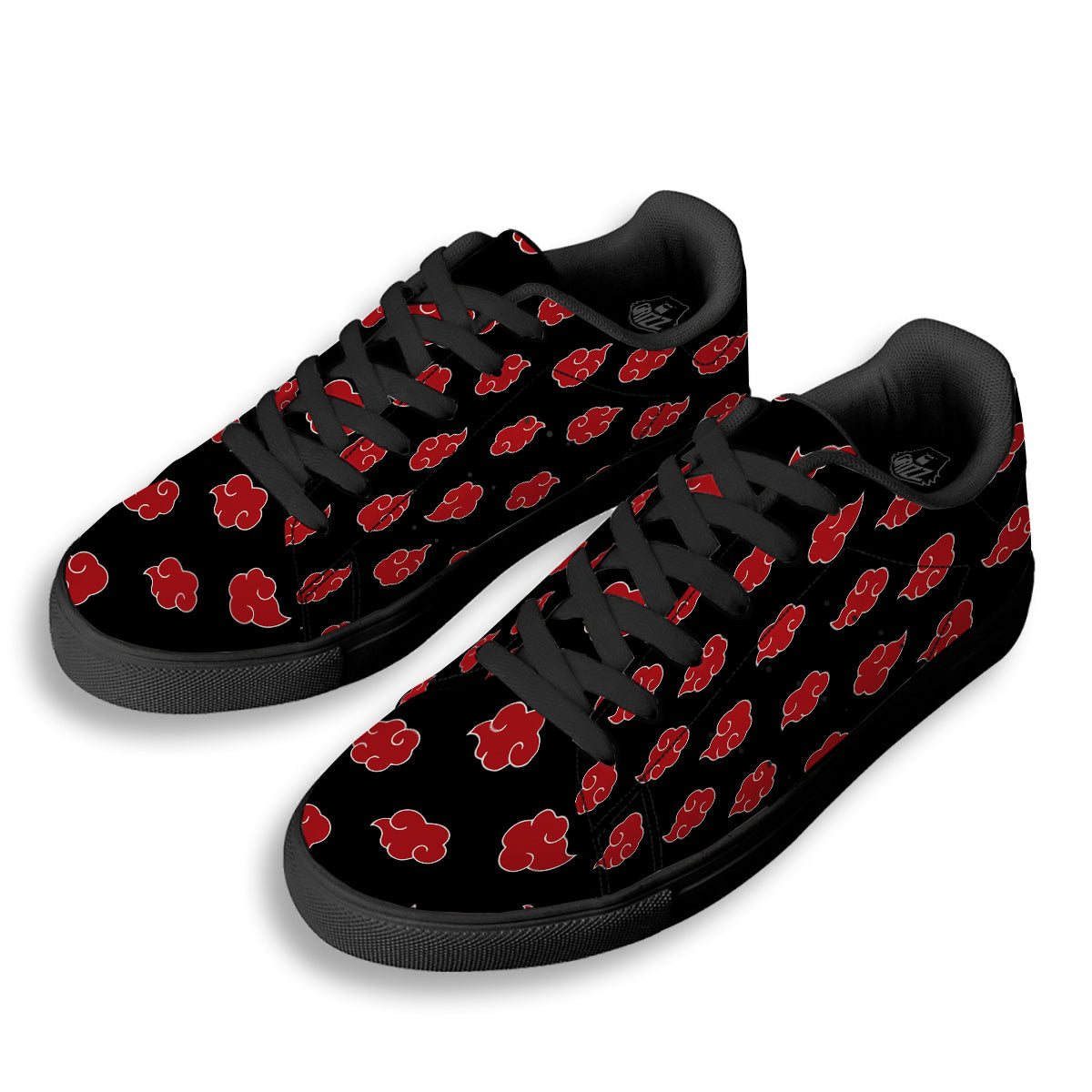 Akatsuki Print Pattern Black Low Top Sneakers-grizzshop