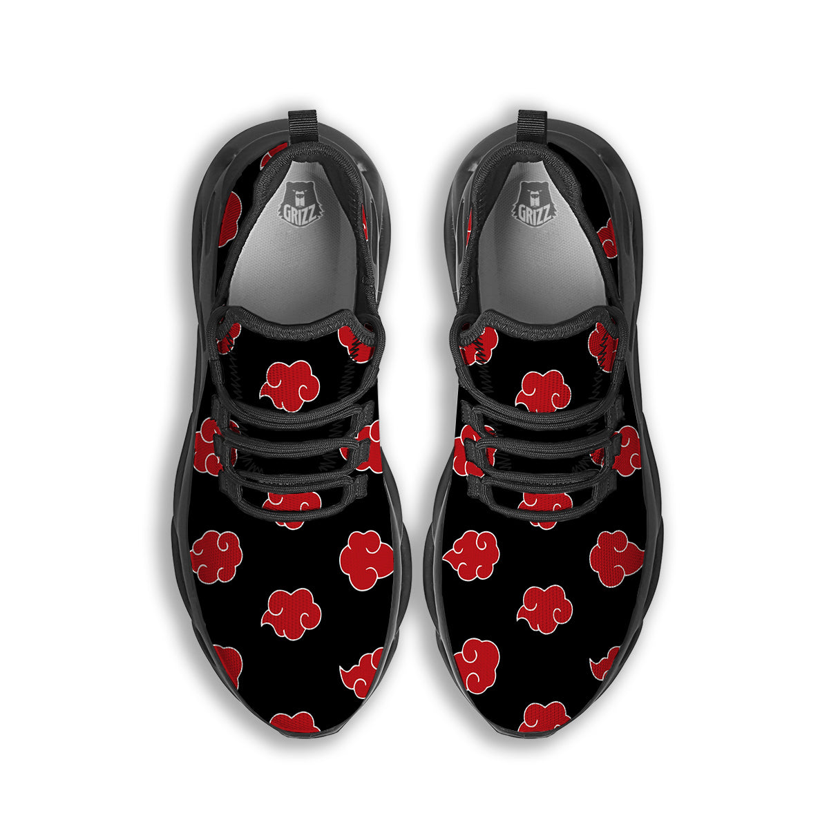 Akatsuki Print Pattern Black Running Shoes-grizzshop