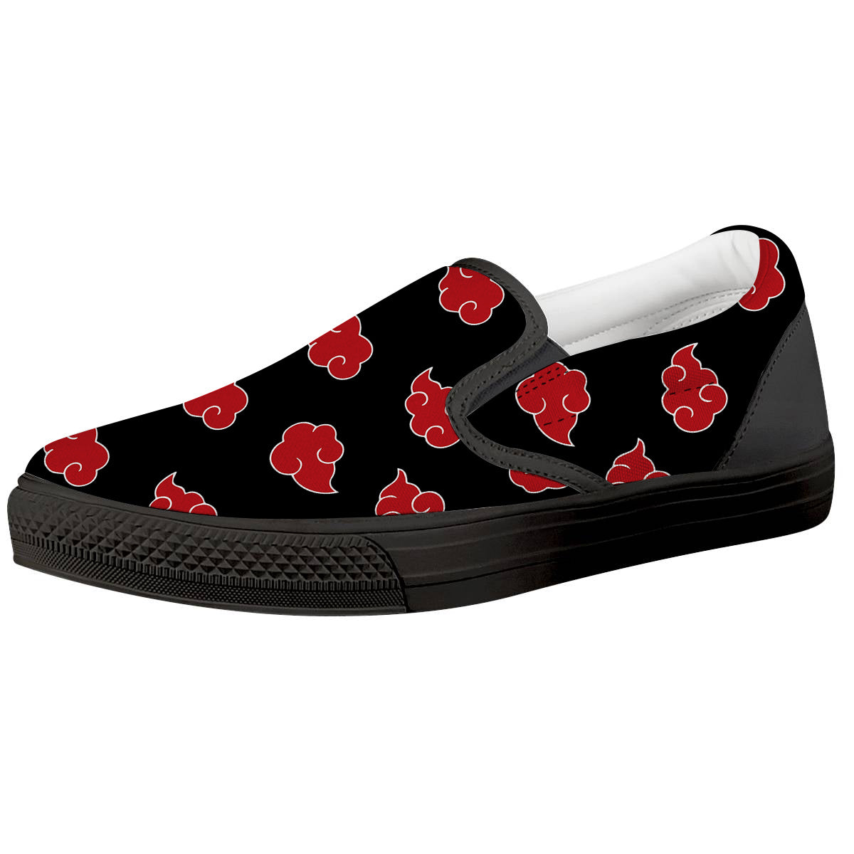 Akatsuki Print Pattern Black Slip On Shoes-grizzshop