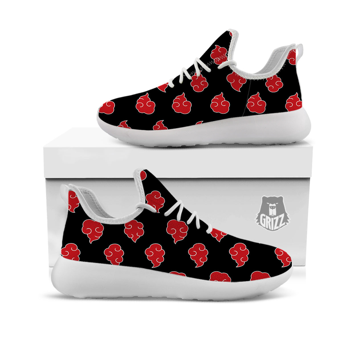 Akatsuki Print Pattern White Athletic Shoes-grizzshop