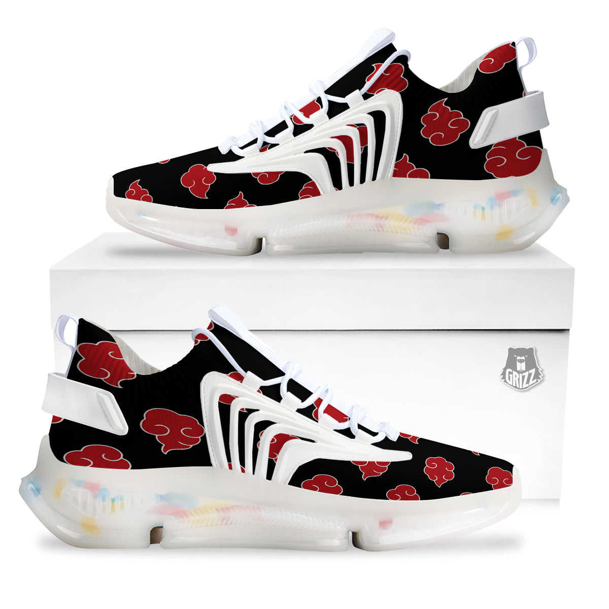 Akatsuki Print Pattern White Gym Shoes-grizzshop