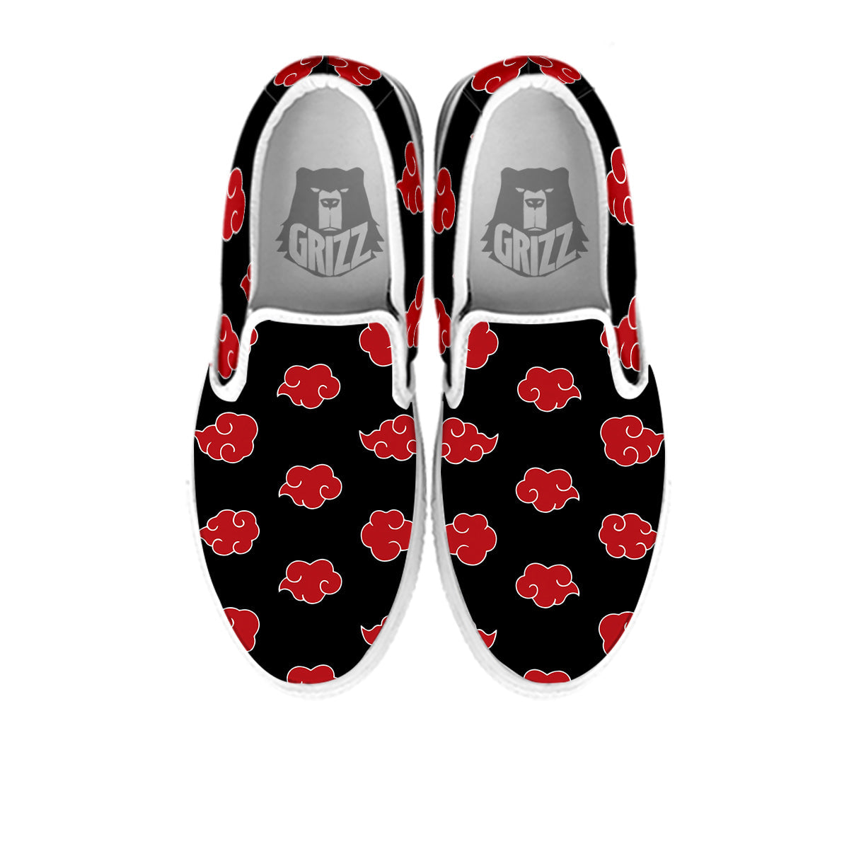 Akatsuki Print Pattern White Slip On Shoes-grizzshop