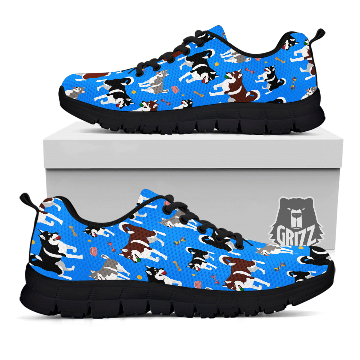 Alaskan Malamute Print Pattern Black Sneaker-grizzshop