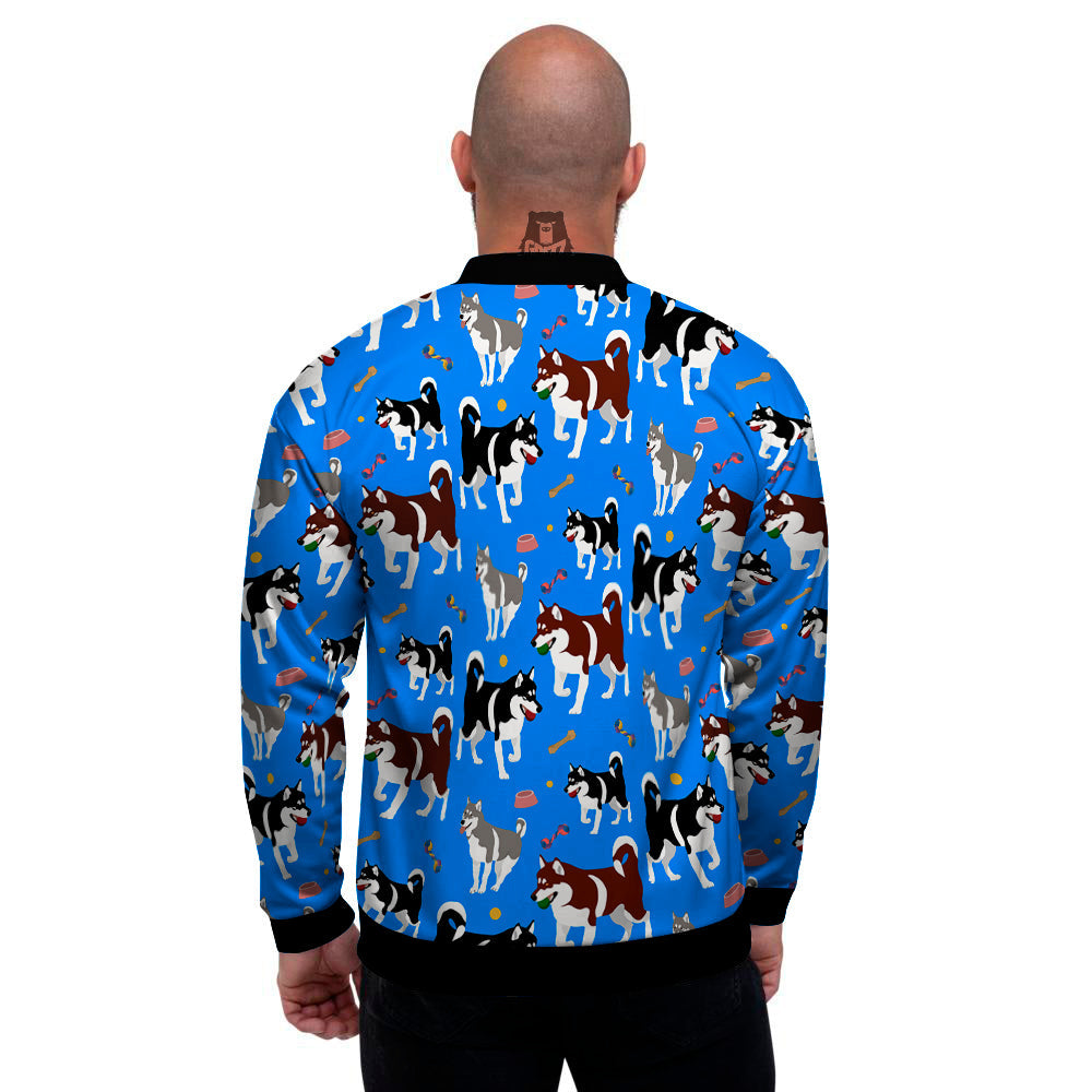 Alaskan Malamute Print Pattern Men's Bomber Jacket-grizzshop