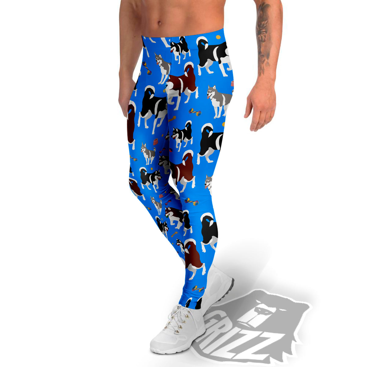 Alaskan Malamute Print Pattern Men's Leggings-grizzshop