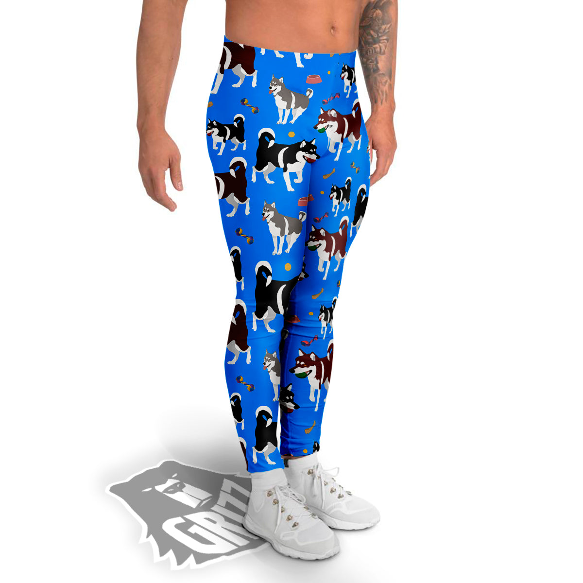 Alaskan Malamute Print Pattern Men's Leggings-grizzshop