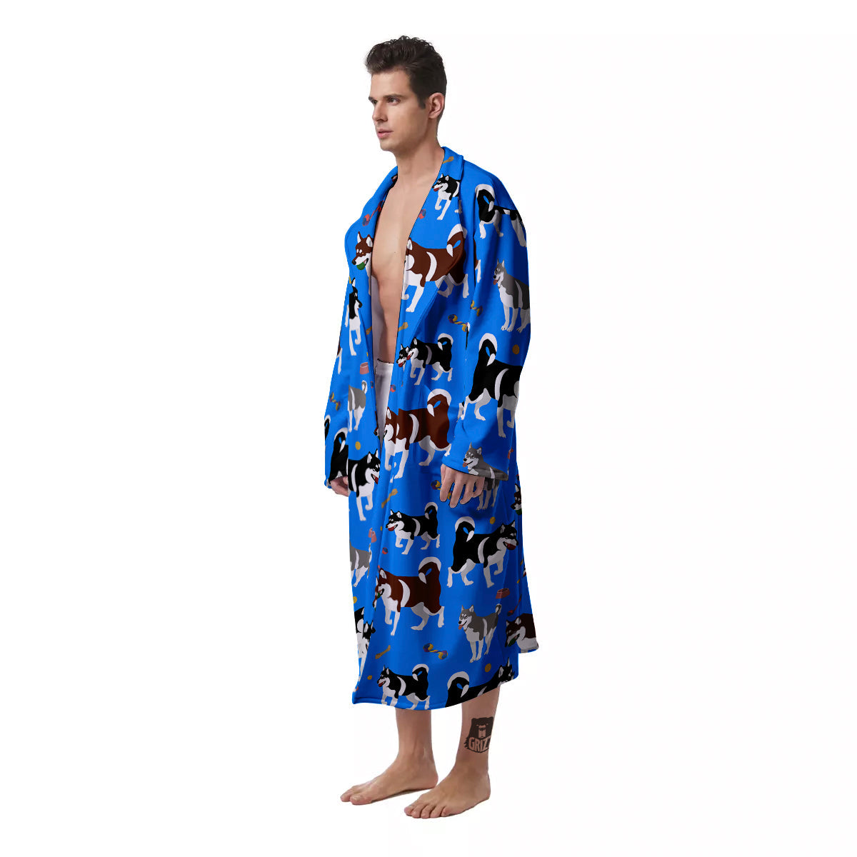 Alaskan Malamute Print Pattern Men's Robe-grizzshop