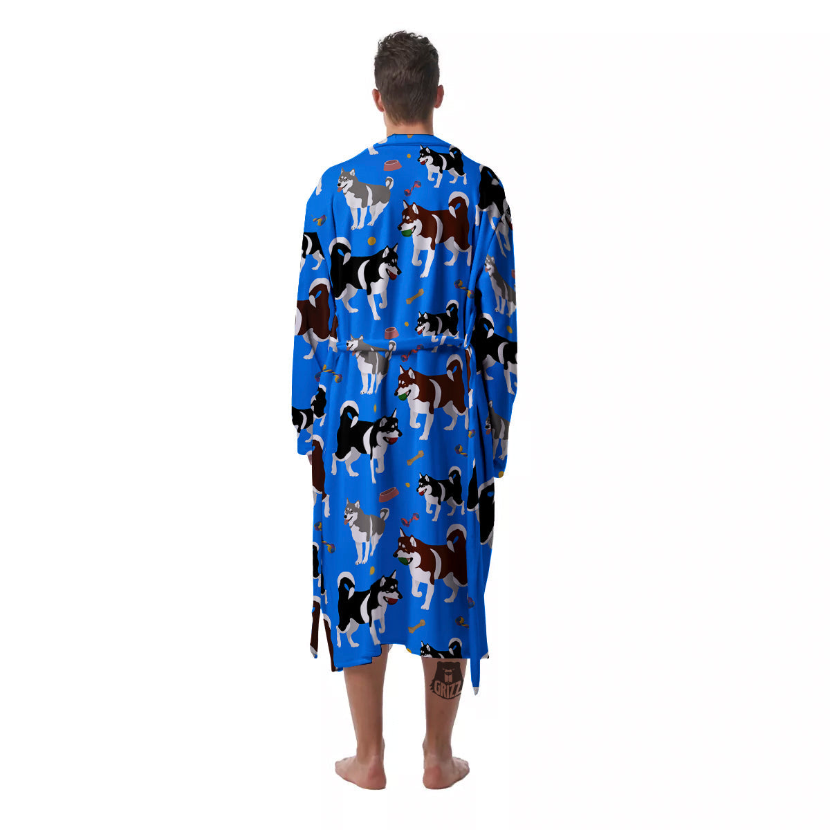Alaskan Malamute Print Pattern Men's Robe-grizzshop