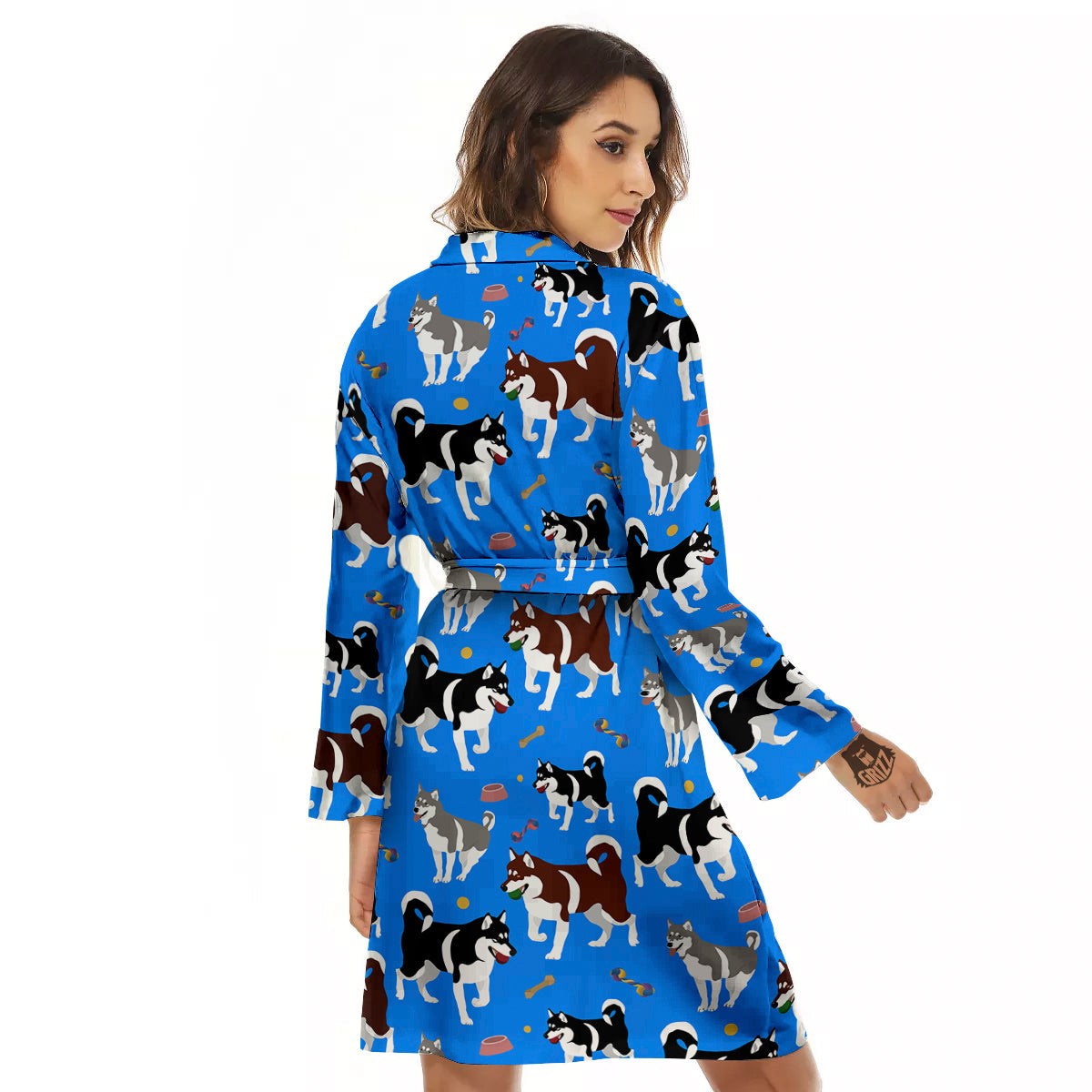 Alaskan Malamute Print Pattern Women's Robe-grizzshop
