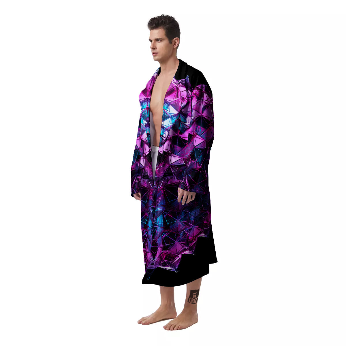 Alien Crystal Diamond Flower Print Men's Robe-grizzshop