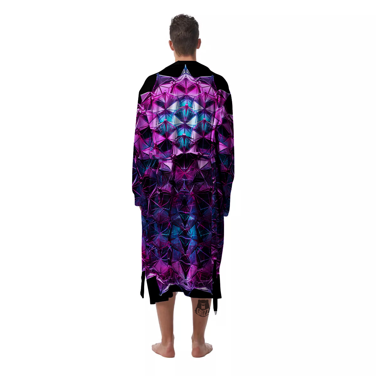 Alien Crystal Diamond Flower Print Men's Robe-grizzshop
