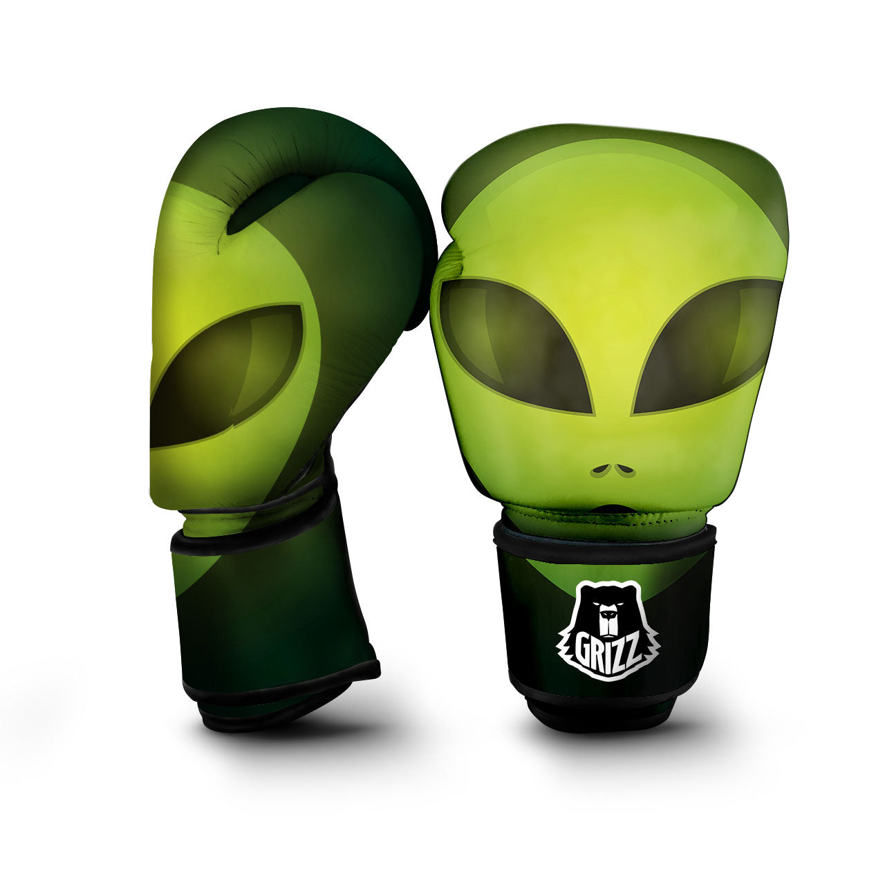 Alien Face Green Print Boxing Gloves-grizzshop