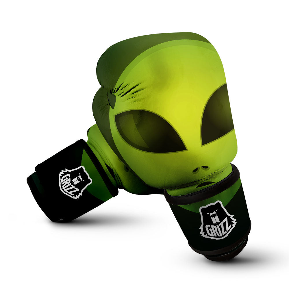 Alien Face Green Print Boxing Gloves-grizzshop
