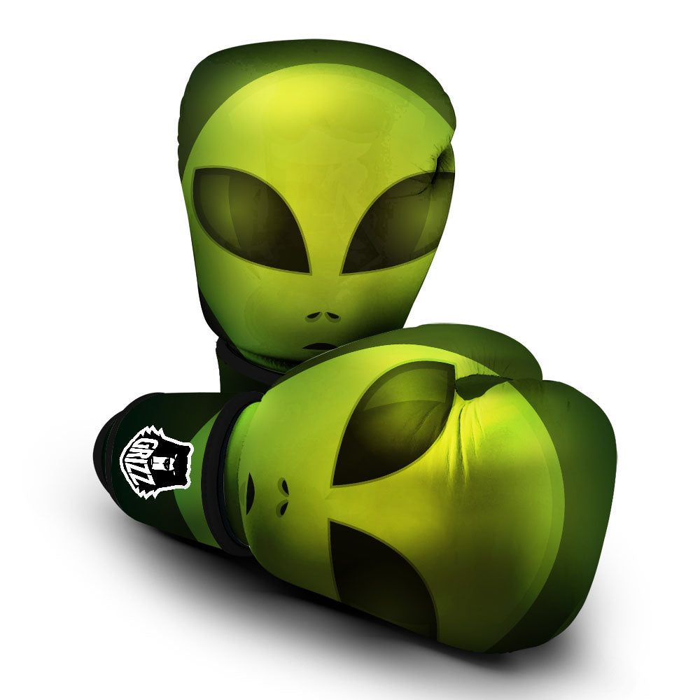 Alien Face Green Print Boxing Gloves-grizzshop