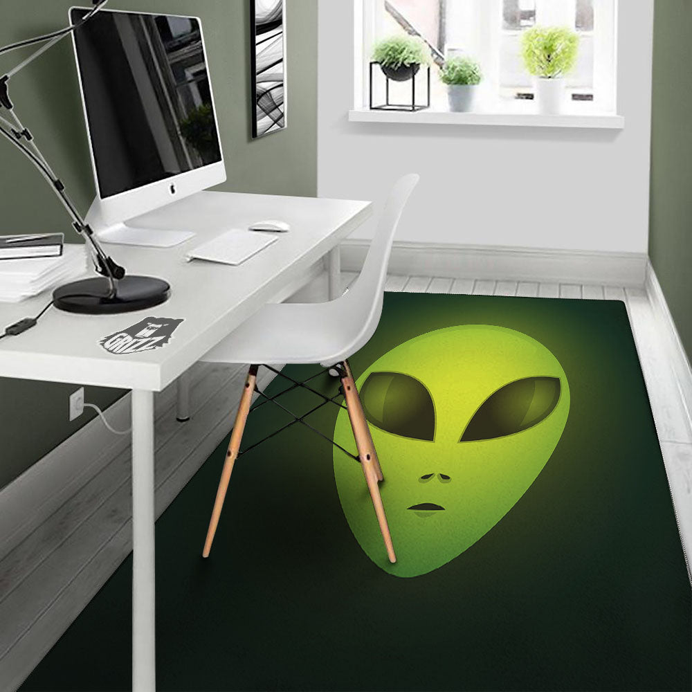 Alien Face Green Print Floor Mat-grizzshop
