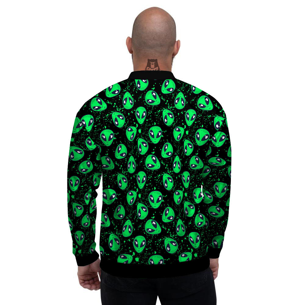 Alien Face Green Print Pattern Men's Bomber Jacket-grizzshop