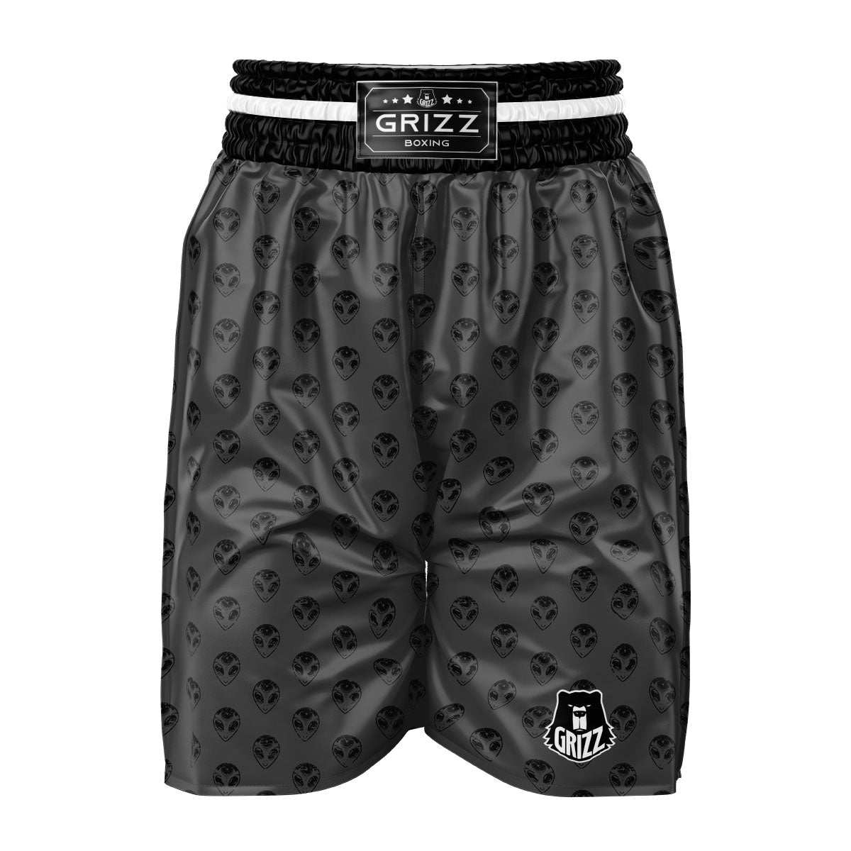 Alien Face Grey Print Pattern Boxing Shorts-grizzshop