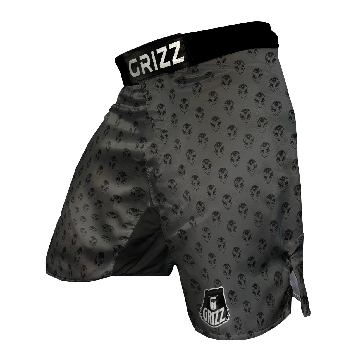 Alien Face Grey Print Pattern MMA Shorts-grizzshop
