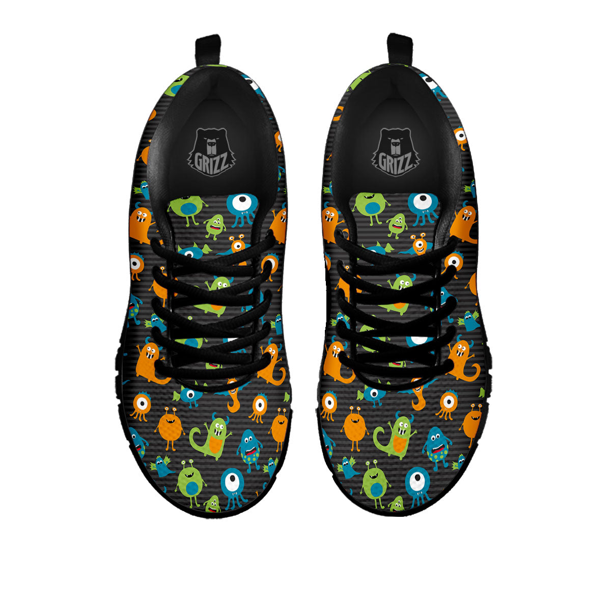 Alien Grey Striped Print Pattern Black Sneaker-grizzshop