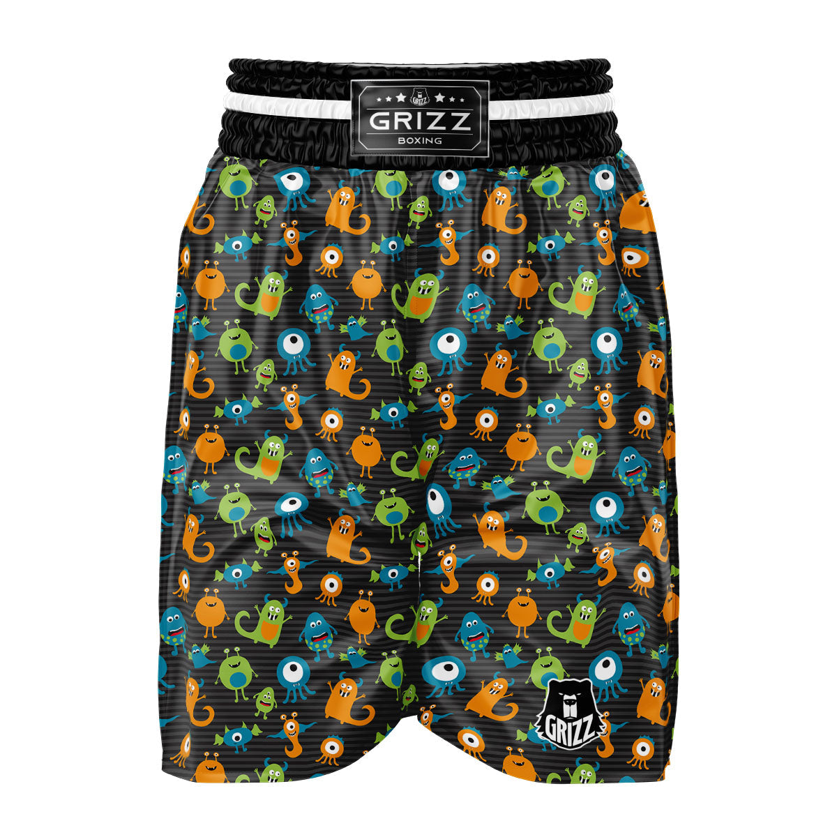 Alien Grey Striped Print Pattern Boxing Shorts-grizzshop