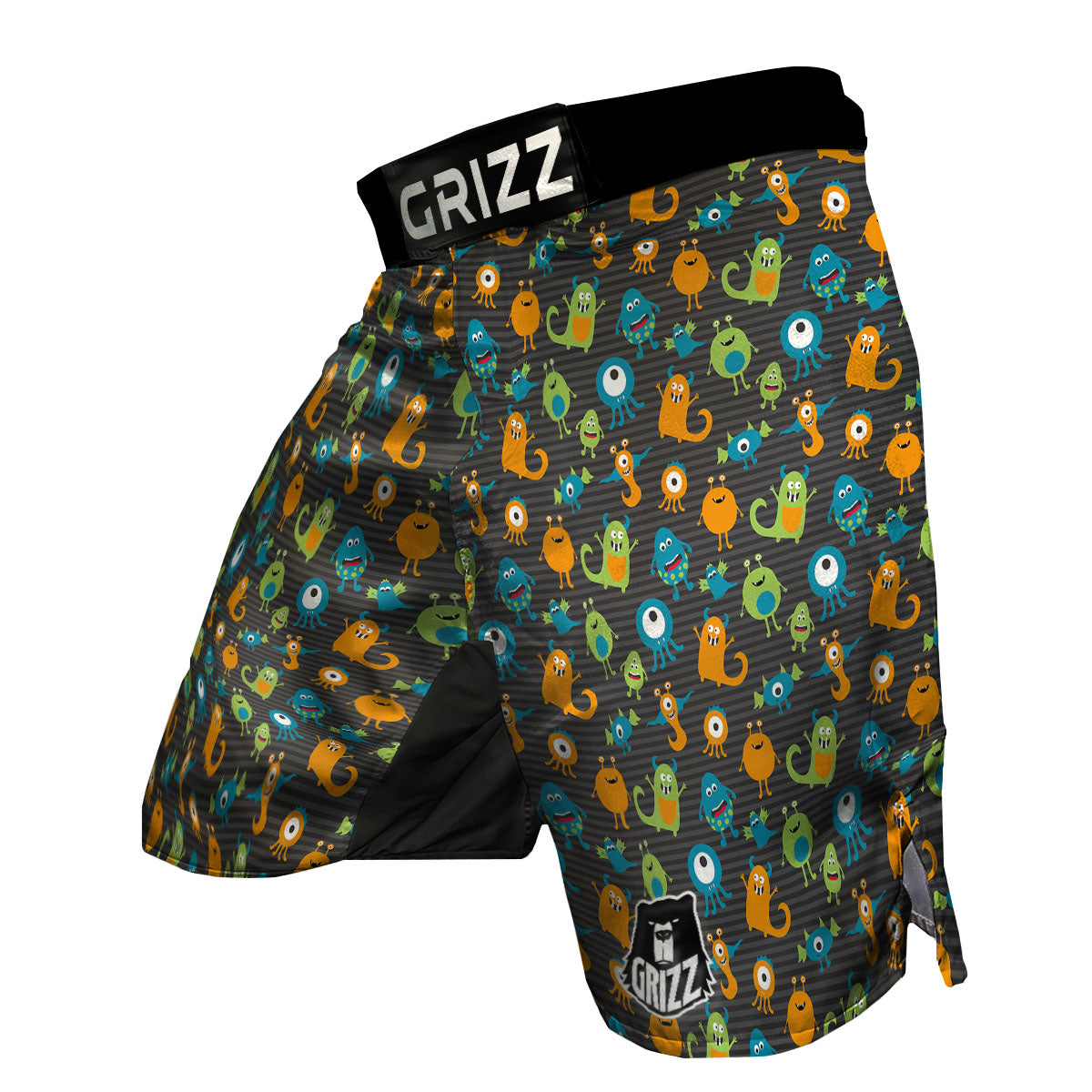 Alien Grey Striped Print Pattern MMA Shorts-grizzshop